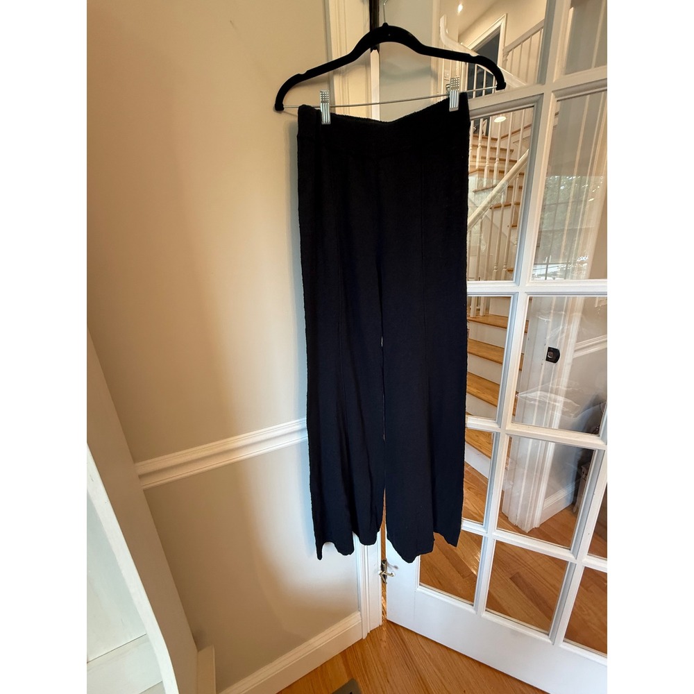 Free People Free-Est Black Knit Wide Leg Seamed Pants XS Loungewear Trousers